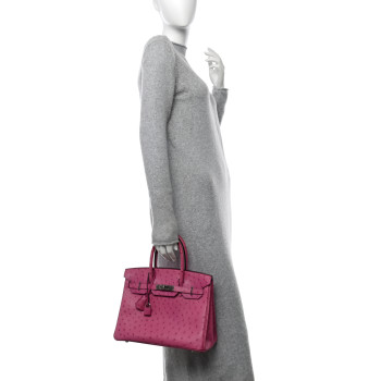 HERMES Ostrich Birkin 30 Rose Pourpre
