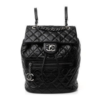 CHANEL Glazed Calfskin Quilted Small Salzburg Mountain Backpack Black