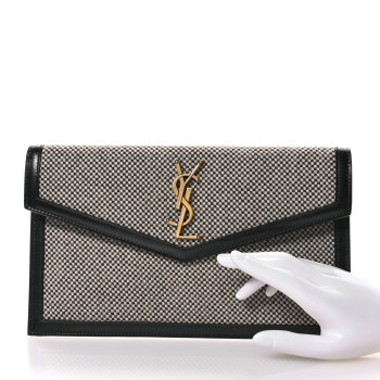 SAINT LAURENT Canvas Uptown Pouch Black White
