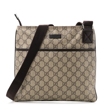 GUCCI GG Plus Monogram Medium Flat Messenger Bag Dark Brown