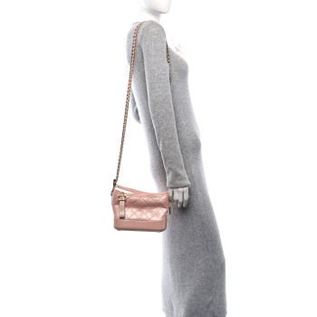 CHANEL Iridescent Aged Calfskin Quilted Small Gabrielle Hobo Rose