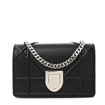 CHRISTIAN DIOR Lambskin Baby Diorama Flap Bag Black