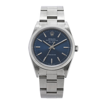 ROLEX Stainless Steel 34mm Air-King Oyster Perpetual Precision Watch Blue 14000
