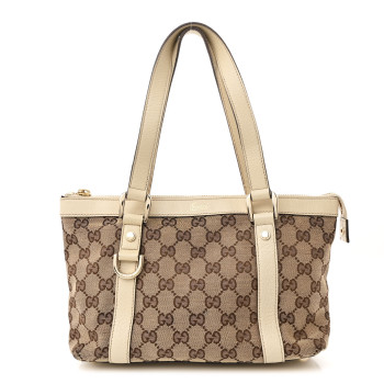 GUCCI Monogram Small Abbey Tote Off White