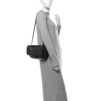CHANEL Metallic Calfskin Quilted Medium Chain Me Flap Grey