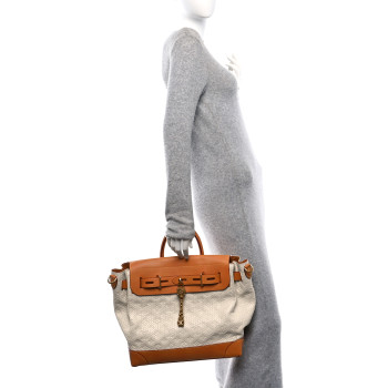 LOUIS VUITTON Calfskin Woven Embossed Monogram Steamer 30 Off White