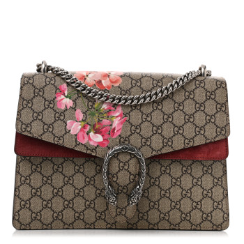 GUCCI GG Supreme Monogram Blooms Medium Dionysus Shoulder Bag Beige Multicolor Dry Rose