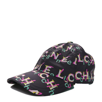 CHANEL Nylon Logo Cap Hat Black