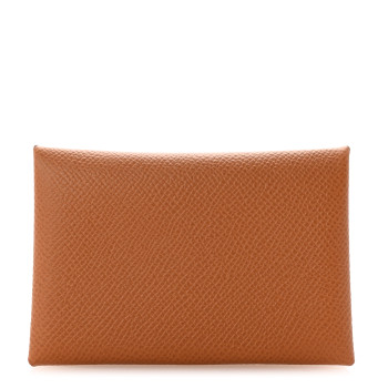 HERMES Epsom Calvi Card Case Gold