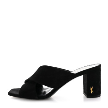 SAINT LAURENT Suede LouLou 70 Mule Sandals 36 Black