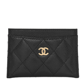 CHANEL Caviar Quilted Card Holder Black