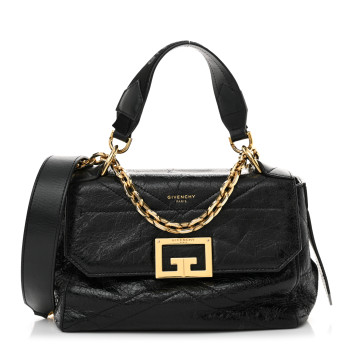 GIVENCHY Creased Patent Calfskin Small ID Flap Black