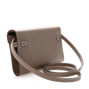HERMES Evercolor Kelly Wallet To Go Etoupe