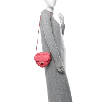 CHANEL Lambskin Quilted CC In Love Heart Bag Pink