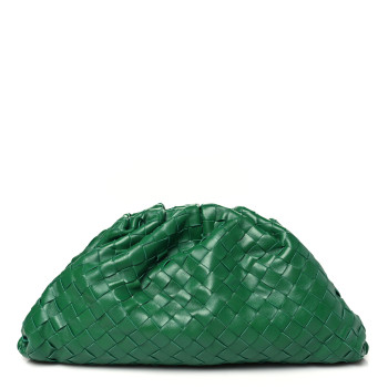 BOTTEGA VENETA Nappa Maxi Intrecciato The Pouch Oversized Clutch Racing Green