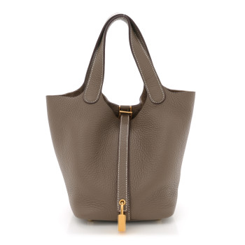 HERMES Taurillon Clemence Picotin Lock 18 PM Etoupe