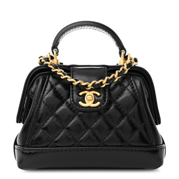 CHANEL Shiny Lambskin Quilted Mini Cocodoc Top Handle Bag Black CHANEL Shiny Lambskin Quilted Mini Cocodoc Top Handle Bag Black