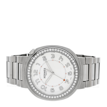 HERMES Stainless Steel Diamond Bezel 36mm Cut Automatic Watch