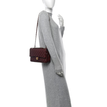 CHANEL Caviar Quilted Medium Double Flap Burgundy