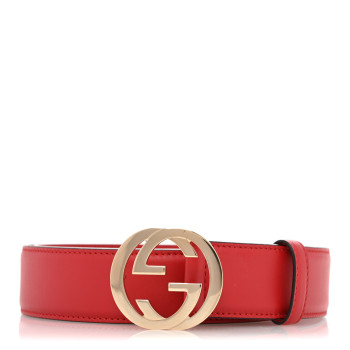 GUCCI Moon Calfskin Interlocking G 37mm Belt 90 36 Vibrant Red