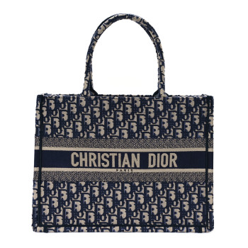 CHRISTIAN DIOR Oblique Medium Book Tote Blue Multicolor