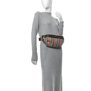 BURBERRY E-Canvas Icon Stripe Sonny Bum Bag Archive Beige