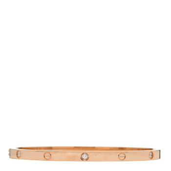 CARTIER 18K Pink Gold 6 Diamond Small LOVE Bracelet 16