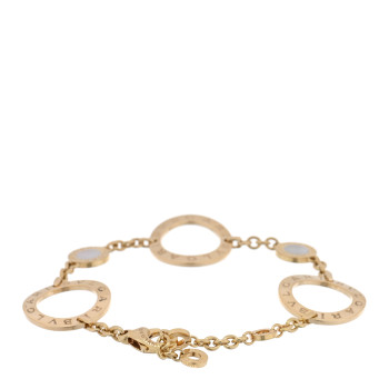 BULGARI 18K Yellow Gold Mother of Pearl Signature Chain Bracelet