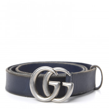 GUCCI Cuoio Toscano Nickel Double G 30mm Belt 100 40 Blue