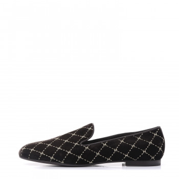 CHANEL Velvet Moccasin Loafers 42 Brown