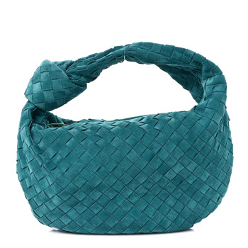 BOTTEGA VENETA Suede Intrecciato Teen Jodie Hobo Petroleum Blue