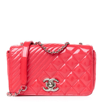 CHANEL Patent Quilted Small Coco Boy Flap Pink