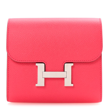HERMES Epsom Constance Short Wallet Rose Extreme