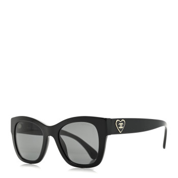 CHANEL Acetate Square CC Heart Sunglasses 5478-A Black