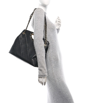 CHANEL Caviar Quilted Large A Real Catch Shopping Bag Black