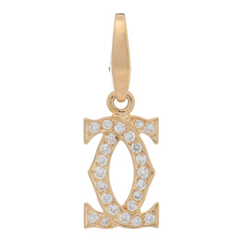 CARTIER 18K Yellow Gold Diamond Logo Charm