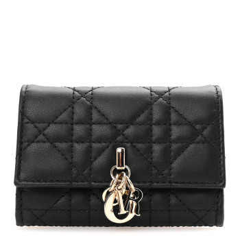 CHRISTIAN DIOR Lambskin Cannage My Dior Glycine Wallet Black CHRISTIAN DIOR Lambskin Cannage My Dior Glycine Wallet Black