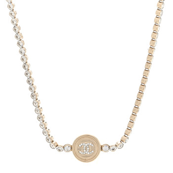 CHANEL Crystal CC Chain Short Necklace Gold