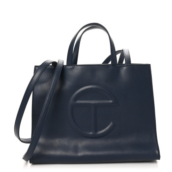 TELFAR Vegan Leather Medium Shopping Bag Navy