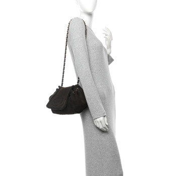 CHANEL Shearling Accordion Flap Brown