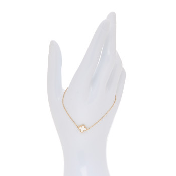 VAN CLEEF & ARPELS 18K Yellow Gold Mother of Pearl Sweet Alhambra Bracelet