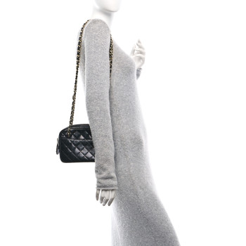 CHANEL Lambskin Quilted Camera Case Black