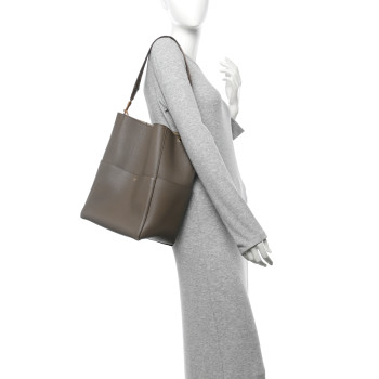 CELINE Soft Grained Calfskin Sangle Bucket Bag Taupe