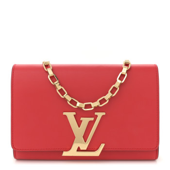 LOUIS VUITTON Calfskin Chain Louise MM Red