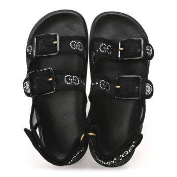 GUCCI Tela Retino Kid Scamosciato Crystal GG Monogram Womens Dad Sandals 36 Black