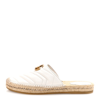GUCCI Nappa Matelasse GG Marmont Espadrille Slippers 40.5 Great White