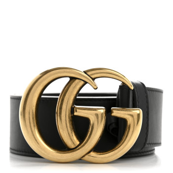 GUCCI Calfskin Double G 40mm Belt 95 38 Black