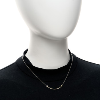 TIFFANY 18K White Gold Yellow Sapphire Small T Smile Pendant Necklace