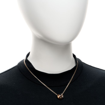CARTIER 18K White Pink Gold Diamond Three Ring LOVE Pendant Necklace