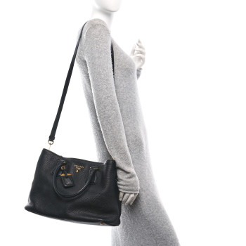 PRADA Vitello Daino Shopping Tote Black